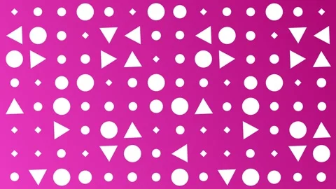 Pink gradient with white shapes, circles, triangles, diamonds, looping. Stock Footage 286417691