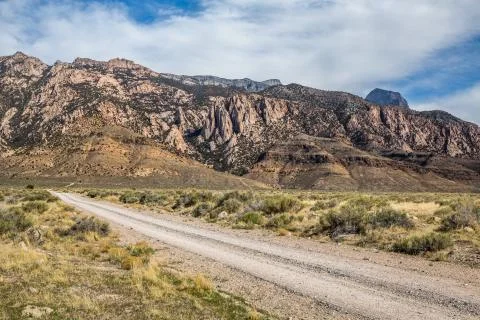 Pink granite cliffs below Notch Peak in Utah's West Desert. Stock Photos