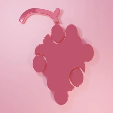 Pink Grape fruit icon isolated on pink background. Minimalism concept. 3D r.. Stock Illustration
