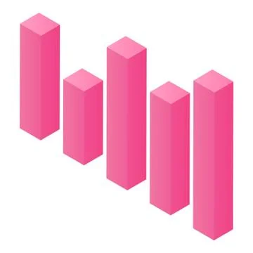 Pink graph bars icon, isometric style Illustrazione stock