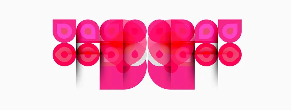 Pink graphic design features repeating arch shapes forming letter D. Minimali Stock Illustration