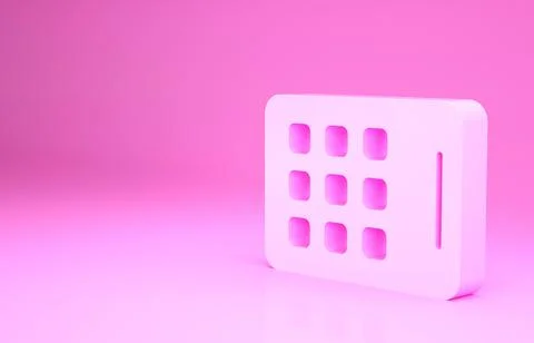 Pink Graphic tablet icon isolated on pink background. Minimalism concept. 3d  Stockillustratie