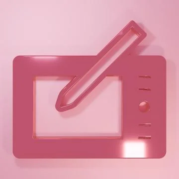 Pink Graphic tablet icon isolated on pink background. Minimalism concept. 3.. Illustrazione stock