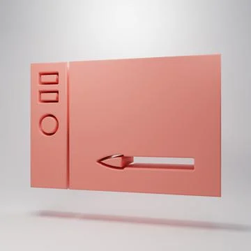 Pink Graphic tablet icon isolated on pink background. Minimalism concept. 3.. Stock Illustration