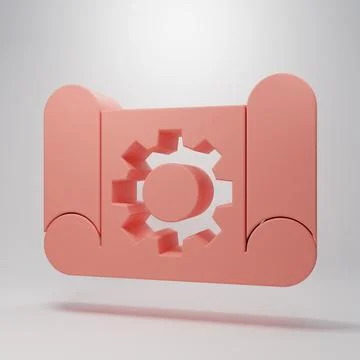 Pink Graphing paper for engineering and gear icon isolated on pink backgrou.. Stock Illustration