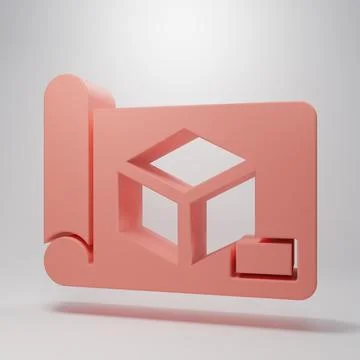 Pink Graphing paper for engineering icon isolated on pink background. Minim.. Illustrazione stock