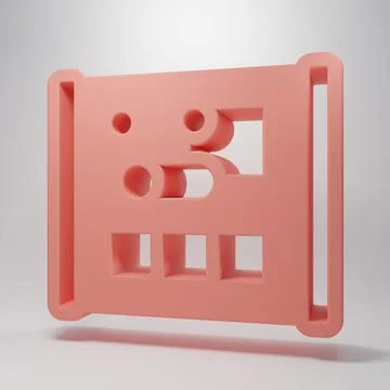Pink Graphing paper for engineering icon isolated on pink background. Minim.. Illustrazione stock