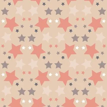 Pink gray cute seamless pattern with star and starry sky, cute ornament backg Stock Illustration
