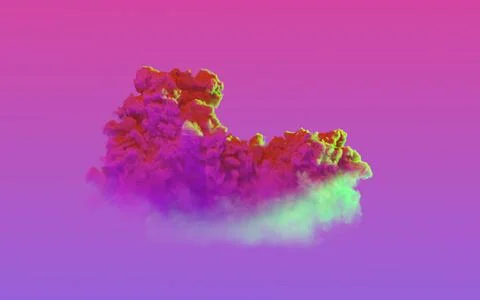 Pink - green alone big cloud , cgi nature 3D rendering Illustrazione stock