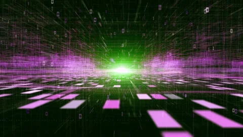 Pink green digital city network road technology cyberspace Stock Footage 337966653