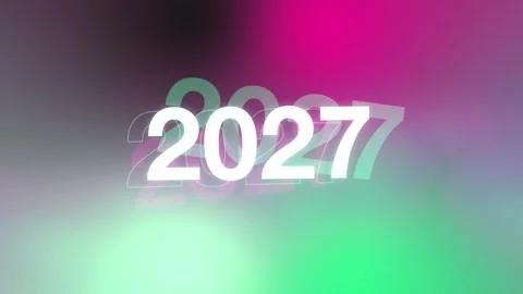 Pink green gradient with layered glowing 2027 New Year numbers, Seamless Loop Stock Footage 341858000