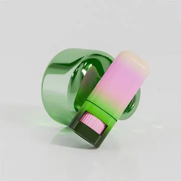 Pink green gradient lip blam Rotating tube packaging mockup Stock Illustration
