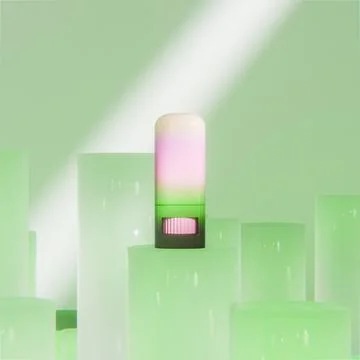Pink green gradient lip blam Rotating tube packaging mockup イラスト素材