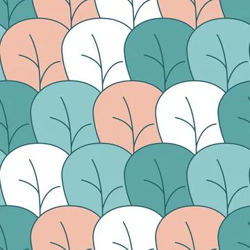 Pink green leaf seamless pattern cute flat hand drawn background for design 스톡 일러스트