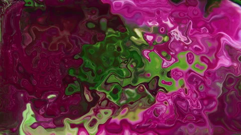 Pink Green Liquid Paint Fluid Art Abstract Background Stock Footage 330758345