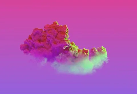 Pink - green one huge cloud , cg nature 3D rendering Illustrazione stock