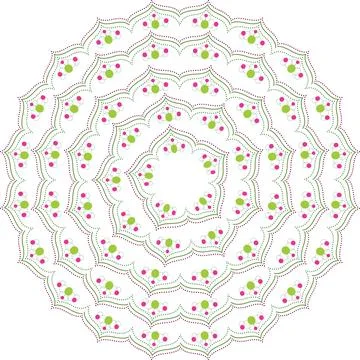 Pink, green vector mandala, round ornament pattern, geometric circle elemen.. Stock Illustration