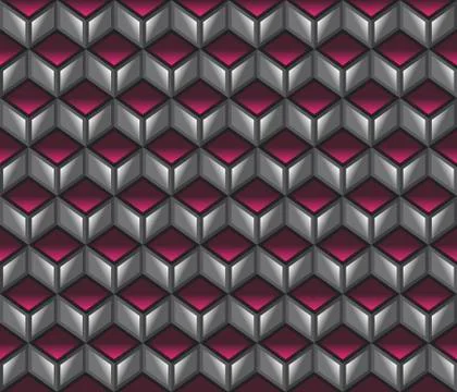 Pink &amp; grey 3d cubes contour abstract geometrical seamless pattern background Stock-Illustration