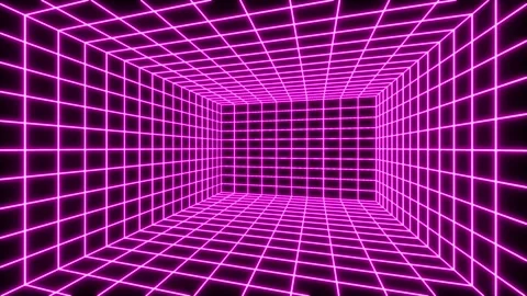 Pink grid room retro cyber bg able to loop endless Stock Footage 335364978