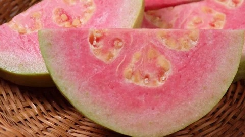 Pink guava in a basket Stock Footage 335024721