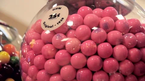 Pink Gumballs in Machine Stock Footage 44788388