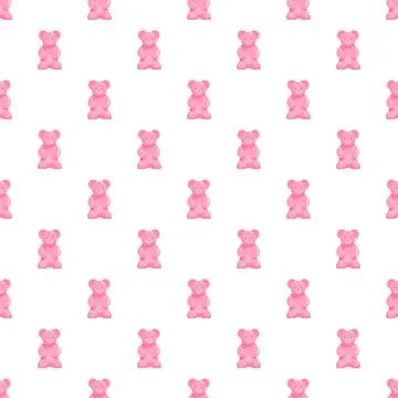 Pink gummy bears creating seamless candy pattern Illustrazione stock