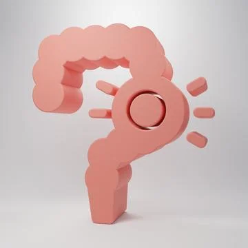 Pink Gut constipation icon isolated on pink background. Bowel problems. Min.. Illustrazione stock