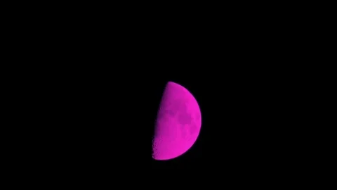 Pink Half Moon Timelapse across sky, night Stock-Footage 244956247