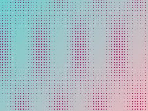 Pink halftone dots on teal gradient background for abstract graphic design. Stock Illustration