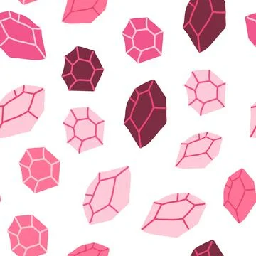 Pink Halloween pattern on white. Treasures, rocks, jewelry, luxury pattern. Pink 스톡 일러스트