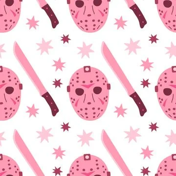 Pink Halloween seamless pattern vector illustration. Pink print in flat style Stock Illustration