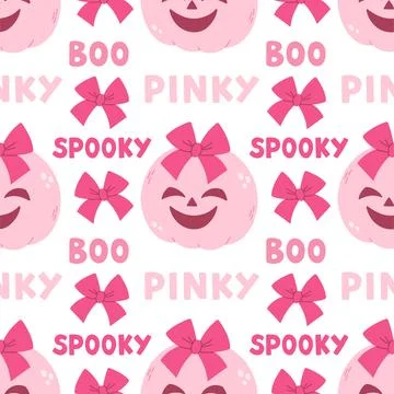 Pink Halloween seamless pattern vector illustration. Pink print in flat style Stock Illustration