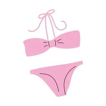 Pink halter neck bikini set with simple classic bottoms Stock Illustration