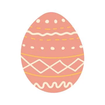 Pink Hand drawn Easter Egg. Doodle style Shell decorated with leaves and br.. Illustrazione stock