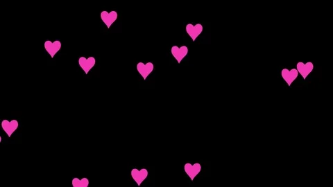 Pink hand drawn hearts moving chaotically on a black background Stock Footage 310940902