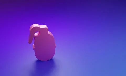 Pink Hand grenade icon isolated on purple-blue background. Bomb explosion. .. Stock Illustration
