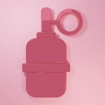 Pink Hand grenade icon isolated on pink background. Bomb explosion. Minimal.. Stock Illustration
