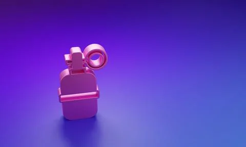 Pink Hand grenade icon isolated on purple-blue background. Bomb explosion. .. Stock Illustration