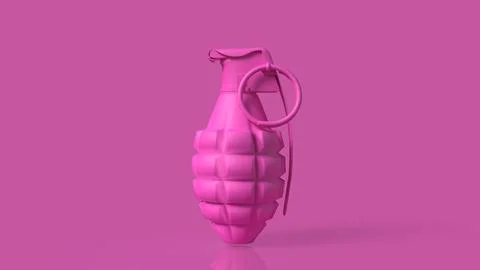 Pink Hand Grenade on Minimal Background Concept of Pop Art Danger 3d render.. Stock Illustration
