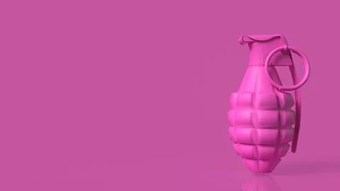 Pink Hand Grenade on Minimal Background Concept of Pop Art Danger 3d render.. Stock Illustration