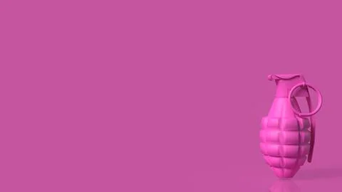 Pink Hand Grenade on Minimal Background Concept of Pop Art Danger 3d render.. Stock Illustration