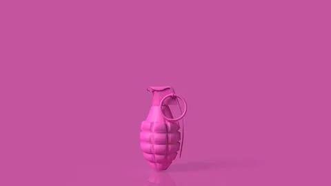 Pink Hand Grenade on Minimal Background Concept of Pop Art Danger 3d render.. Stock Illustration