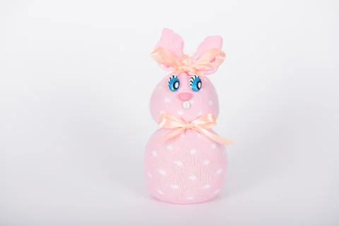 The pink hand-made easter bunny Stock Photos