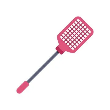 Pink handheld fly swatter isolated on white background Stock Illustration