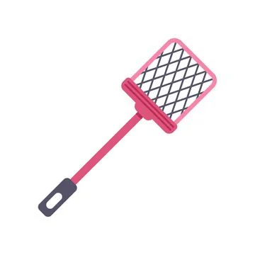 Pink handheld fly swatter with mesh pattern design Illustrazione stock