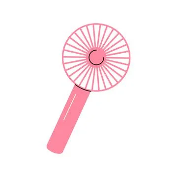 Pink handheld mini electric fan vector hand drawn illustration Stock Illustration