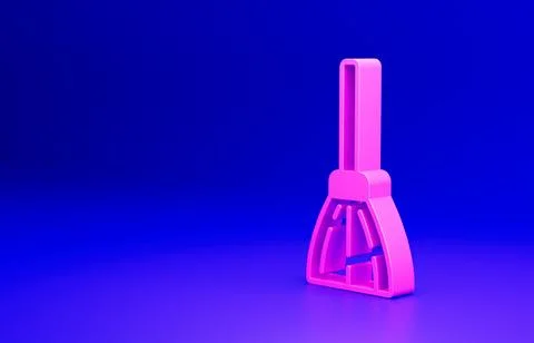 Pink Handle broom icon isolated on blue background. Cleaning service concept Illustration