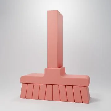 Pink Handle broom icon isolated on pink background. Cleaning service concep.. Illustration