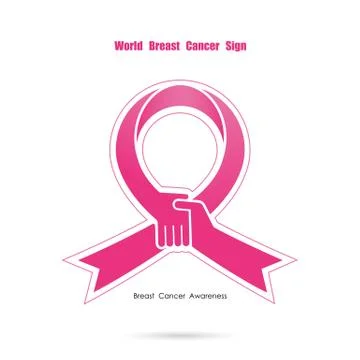 Pink handshake and help logo elements design.Breast cancer awareness logo des Stock Illustration