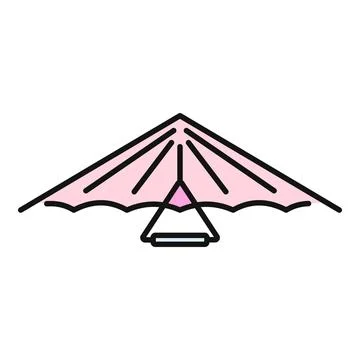 Pink hang glider flying activity linear icon Illustrazione stock